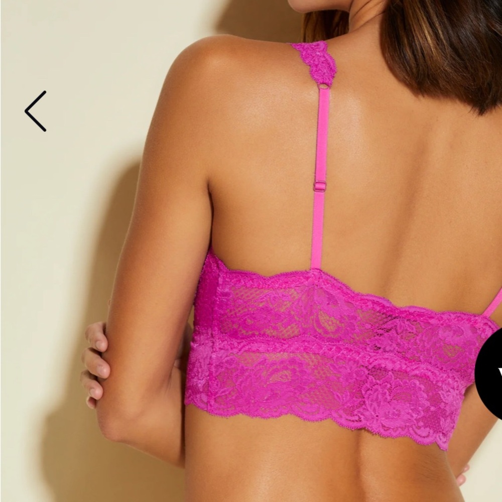Cosabella Never Say Never Hot Pink Lace Unpadded Bralette Size L